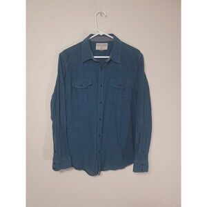 Cody James Pearl Snap Shirt Men's Large Blue Textured Long Sleeve Cotton Top